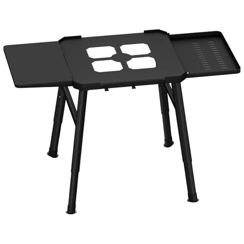 DUDSOEHO Grill Stand for Ninja Woodfire Outdoor Grill - Electric Outdoor BBQ Grill Height Adjustable Stand with Double Side Table Pizza Oven Stand with Hanging Hooks