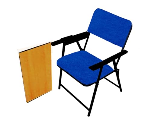 Spacecrafts® Folding Cushion Study Chair | Space Saving | Desk Chair | Powder Coated with Cushion | Blue Color (with Writing PAD)