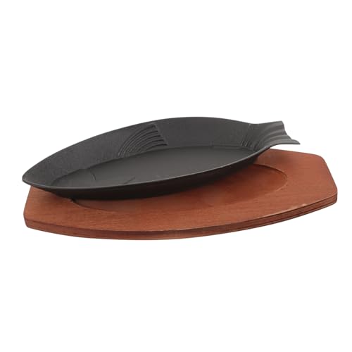DINHEAROM Sartén Para Asar Pescado Antideslizante De Hierro Fundido 30,5x13,5 Cm Resistente Al Desgaste Sartén Práctica Para Barbacoa En Casa y Restaurante