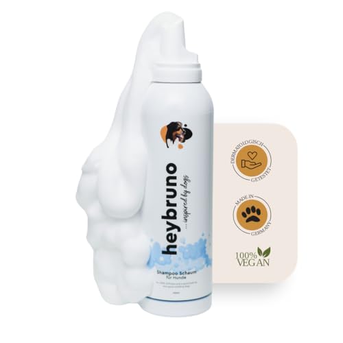 heybruno Hundeshampoo, Schaum, 200 ml, für fluffiges & weiches Fell, dermatologisch getestet