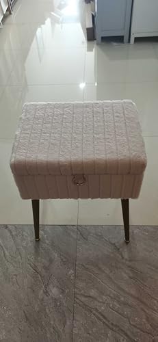 Image of SONGMICS Vanity Stool Chair Faux Fur with Storage, Vanity Bench, Metal Legs, Adjustable Feet, for Living Room, Bedroom, Makeup Room, Jelly Pink ULOM505SZ02