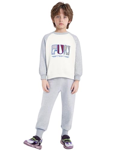 Image of YiZYiF Kids 2piece Running Biking Outdoor Activewear Set Boys Girls Color Block Sweatshirts And Jogger Pants Set