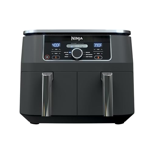 Ninja Foodi - AD150, 8 Quart, 6 in 1 DualZone Air Fryer, 2-Basket, Smart Finish & Match Cook, Air Fry, Roast, Bake, Reheat, Dehydrate, Dishwasher-Safe, Family Size, Black