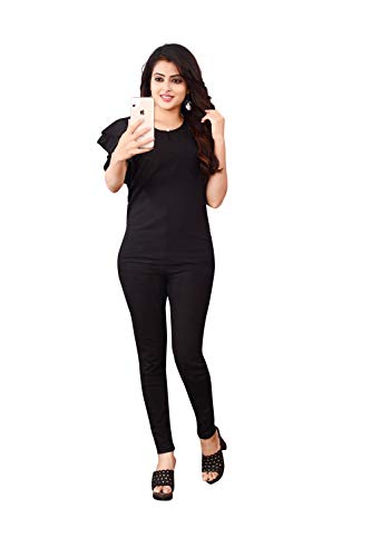 Image of DHRUVI TRENDZ Women's Plain Regular fit Top (Black, X-Large) (DT-W1211-XL)