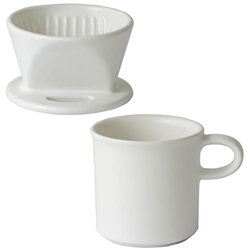 かもしか道具店 コーヒードリッパー 陶器 1人用 マグカップ セット 萬古焼 食器 日本製 (白)