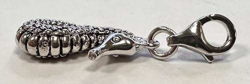 Image of Quiges 925 Sterling Silver 3D Ocean Seahorse Lobster Clasp Charm Clip on Pendant
