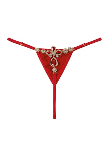 Image of RoseSeek Women's Sparkling Butterfly Chain Underwear Low Rise Cheeky G String Panty