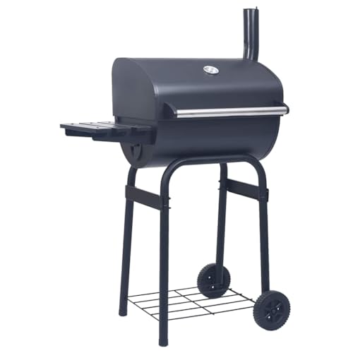 Mokuyary - Barbacoa de carbón con estante inferior, color negro, parrilla de carbón con ruedas, carro de barbacoa para terraza, exterior, jardín, camping