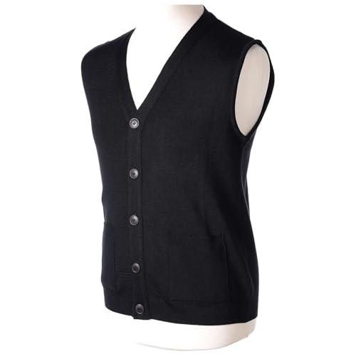 Black Button-Front Cardigan for Clergymen with Pockets in Primis, S3