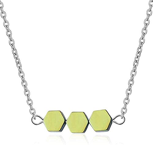Preisvergleich Produktbild CKAWM Halskette Persönlichkeit Geometrischer Silberschmuck Einfache DREI Sechskant Schlüsselbein Kette Anhänger Halsketten Grün