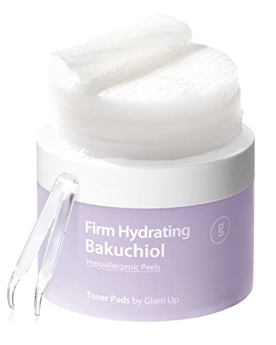 Glam Up Firm Hydrating Bakuchiol + Vegan Bamboo Toner Pads Soft, Natural Retinol Alternative | Hypoallergenic Natural Cotton Gauze For Fine Lines And Dry, Aging Skin (65 Pads) #TOP17