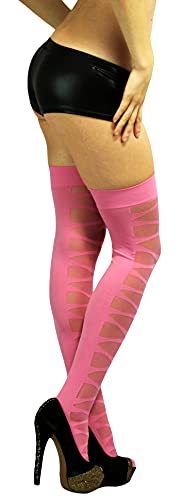 Image of ToBeInStyle Women's Sheer Banded Thigh High Socking w /Opaque Band