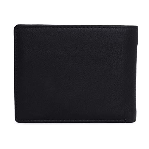 Image of KARA Black Men's Genuine Leather Wallet - Color Stitch Style Leather Wallet for Men with 6 Card Holder Slot