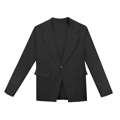 Girls Blazer Jacket One Button Kids Blazers Long Sleeve Notched Collar Suit Coat with Inner Pockets 5-14 Years2