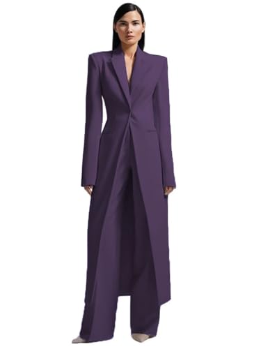 Business Women's Suit Slim Fit 2 Pieces Blazer Pants Street Shot Long Jacket Trousers Luxury Office Work Tuxedos