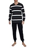 Ceceba Herren Pyjama grau lang quergestreift 50
