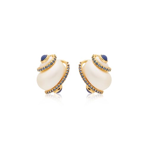 Kenneth Jay Lane Shell with Cabochon Tip Pierced Earring