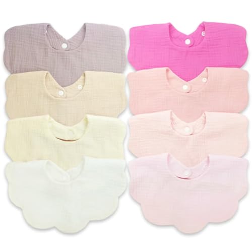 Image of EllieHouse Baby Bibs for Girls Boys 8 Pack Muslin Drool Teeth Drooling Teething Bibs Muslin Cotton for Toddler Infant