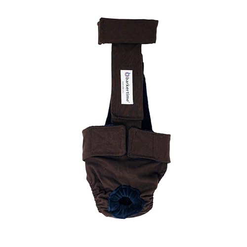 Barkertime Chocolate Brown Escape-Proof Premium Waterproof Dog Diaper Overall, XS, Without Tail Hole - Made in USA