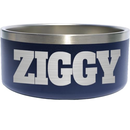 Custom Dog & Cat Bowl 64oz Stainless Steel Engraved Navy