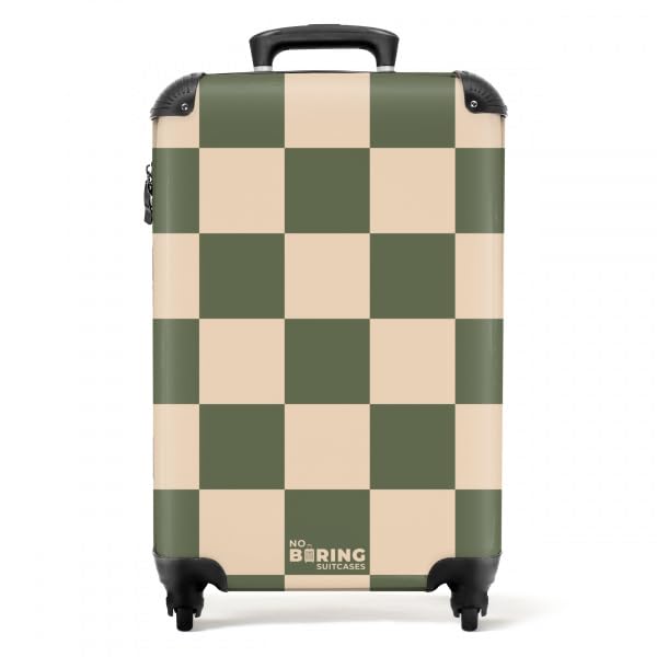 NoBoringSuitcases.com® Valise Cabine 55x35x25, Valise à roulettes, Bagages Rigide, Suitcase Légère, Trolley Cabine avec Blocs - Vert et Beige, Valise 10kg,...