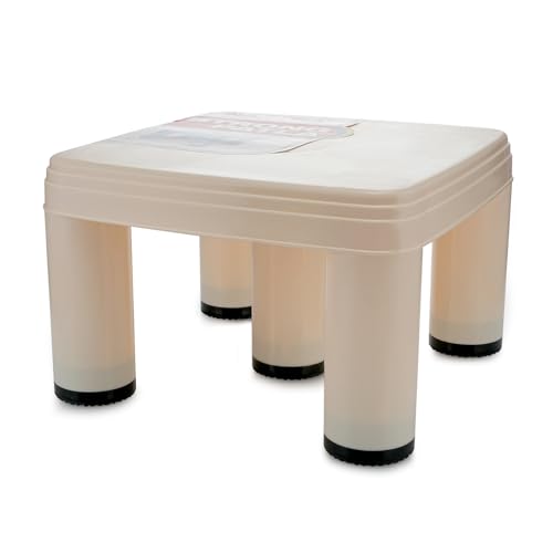 Image of Nayasa Strong Stool | Durable Plastic Stool | Ideal for Office Use, Kitchen and Bathroom Use, Shops and, Hospital Use, Plastic Stool for Home Use | Cream