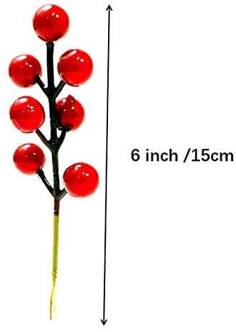 Moyodor 20 Pc Red Berry Picks Artificial Red Berries Stamens (6 Inch) Perfect For Christmas Decor,Diy Wreath, Garland Or Tree,Great Ornaments To Any Decoration #TOP1
