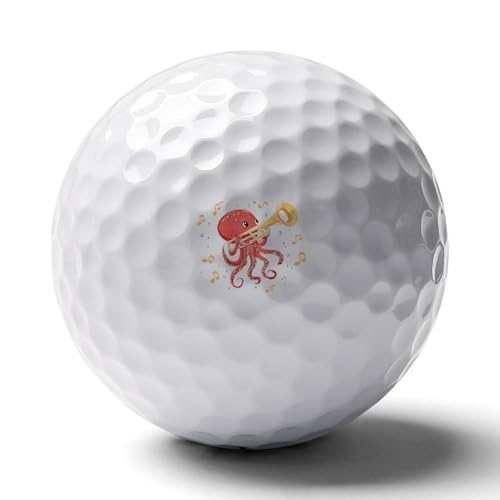 Octopus Playing Trombone Custom Golf Ball Soft Practice Golf Balls Performance Distance and Speed for Indoor Outdoor