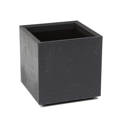 Kreher XL Pflanzkasten Karo in verschiedenen Formaten und Farben. Tolle Beton Optik in Grau oder Anthrazit! Aus robustem recyceltem Kunststoff! (36 Liter Anthrazit)