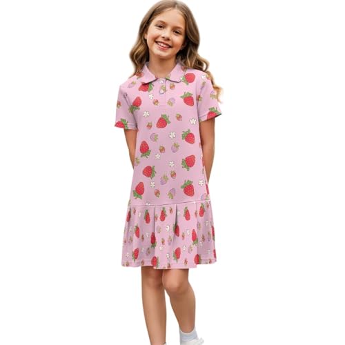 Girls Casual Athletic Dress Short Sleeve Pleated Tennis Outfits for Kids School Activewear