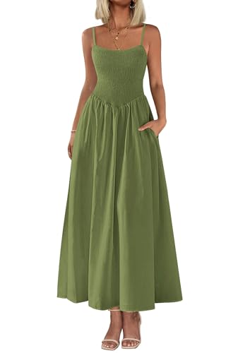 PRETTYGARDEN Women's Smocked Maxi Dresses 2025 Summer Beach Sundr...