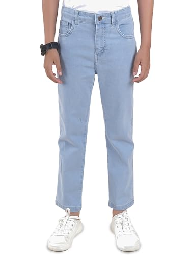 Image of KiddoPanti Boys Full Length Stretchable Straight Fit Washed Denim Jeans