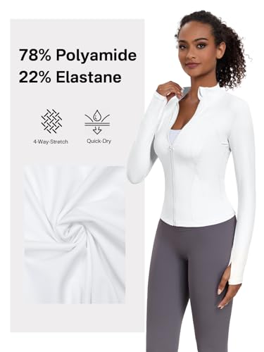 VUTRU Jaqueta feminina de ioga para treino leve jaqueta atlética slim fit zíper completo pista de co