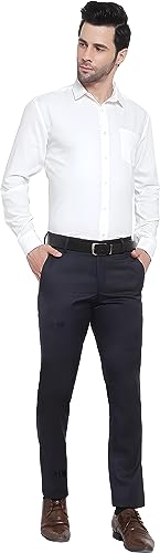 Image of The PS Men's Formal Regular Fit Cotton Blend Black, Dark Grey Combo Trouser (Pack of 2)
