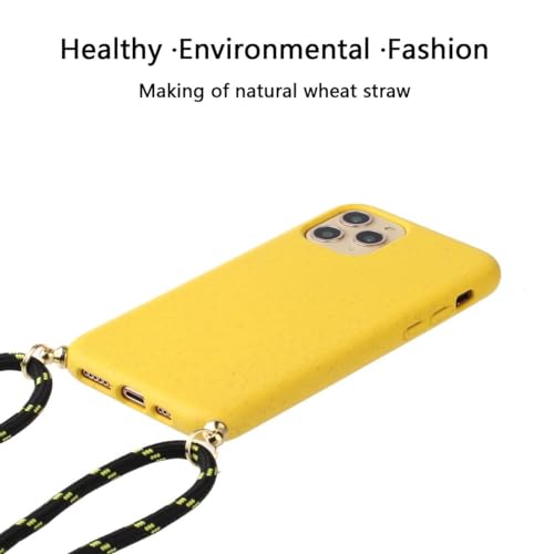 Coque iPhone 15 Pro Max antichoc avec cordon jaune anti-chute
