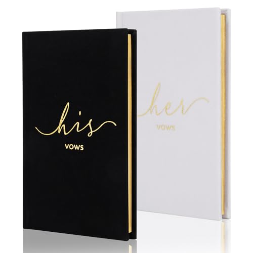 Image of Wedding Vow Books With Gold Foil Lettering, Hard Cover His and Hers Vow Books, Canvas Linen Foil Embossed Wedding Ceremony Vow Books - A Beautiful Addition For The Wedding Day, 56 Pages, 5.9 inch X 3.9 inch