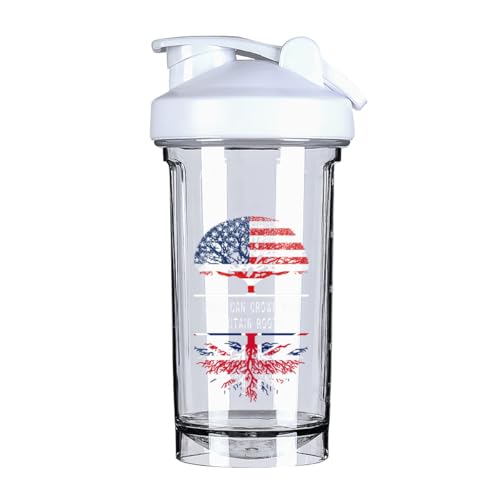 America Crown With Britain Roots 18 Ounce Shaker Cup,Fashion Theme Pattern Shaker Bottle Leak-proof Workout Shake Bottles 500ML/18 oz Perfect for Pre Workout