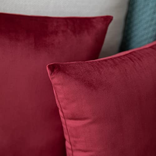 Rythome Set Of 2 Velvet Throw Pillow Covers For Sofa Couch Bed And Living Room- 14"X14", Wine #TOP4