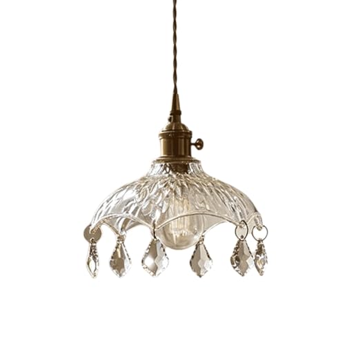 Lámpara de cristal moderna con soporte de latón japonés y gotas decorativas