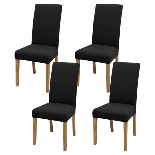 BIETYONE Stretch Dining Chair Covers Set of 4, Soft Removable Washable Kitchen Parsons Chair Slipcovers, High Elastic Seat Protector for Home Hotel Banquet