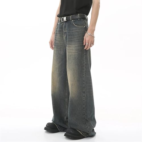 Men‘s Wornout Denim Trendy Straight Jeans Casual Loose Wide Leg Men's Autumn Vintage Fashion3