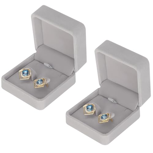 KUKUVR 2 Pieces Classic Velvet Jewelry Earring Gift Box for Stud Necklace Pendant, Jewellry Earring Storage Display Case for Wedding Engagement Birthday Anniversary