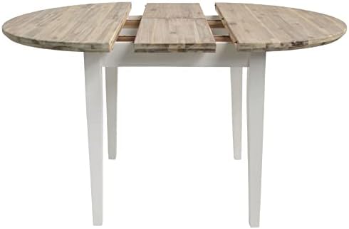 Florence white round extended table (92-117cm). 100% hardwood kitchen dining table with limed wooden top. Table ONLY. Matching chairs are also available