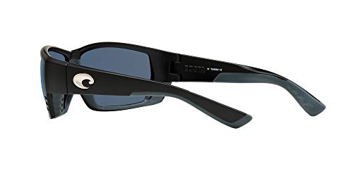 Costa Del Mar Men's Tuna Alley Polarized Rectangular Sunglasses, Matte Black/Grey Blue Mirrored Polarized-580P, 62 Mm #TOP4