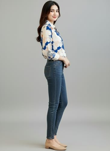 Image of Trendy Queen Women's Printed Straight Mandarin Neck Shirt for Women's | Tops for Woman Shirts | Shirt for Women Stylish Western (SD778 S)