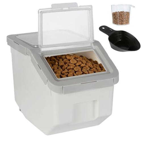 ANMOO Dog Food Storage Container 5kg, Airtight Pet Food Storage Bin Dog Food Storage Box Dry Pet Food Storage Container (Gray Small)