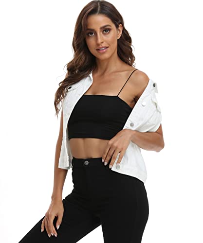 MISS MOLY Women Denim Vest Sleeveless Jean Vest with Chest Pockets3