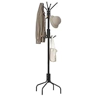 SONGMICS Coat Rack Freestanding, Metal Coat Rack Stand with 12 Hooks and 4 Legs, Holds Clothes, Hats, and Bags, for Entryway, Living Room, Bedroom, Black URCR031B01