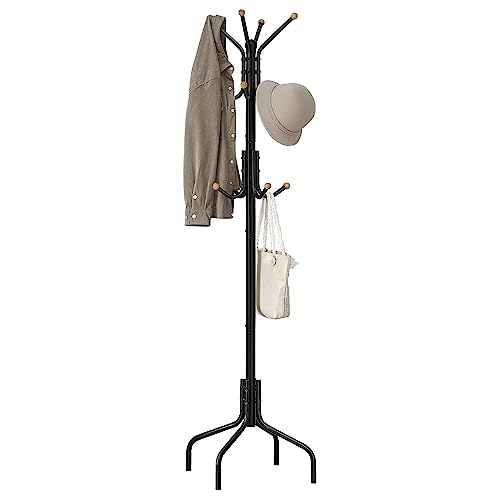 SONGMICS Freestanding Coat Rack - 12 Hooks, Black URCR031B01