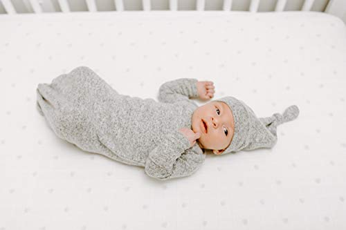 Aden + Anais Snuggle Knit Knotted Newborn Baby Gown and Hat Set, Super Soft and Stretchy Infant Gown with Mitten Cuffs